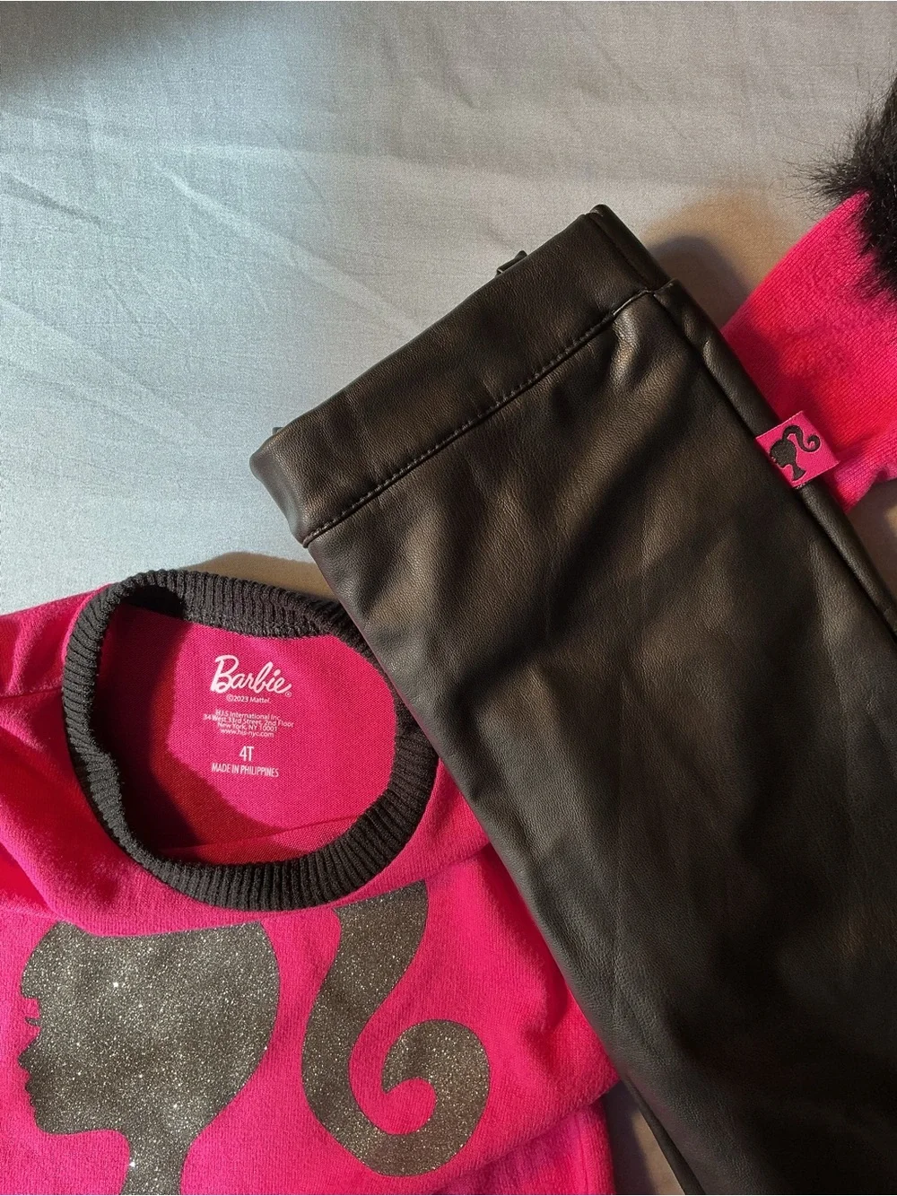 Barbie Hot Pink Top and Brown Faux-Leather Pants Costume Set